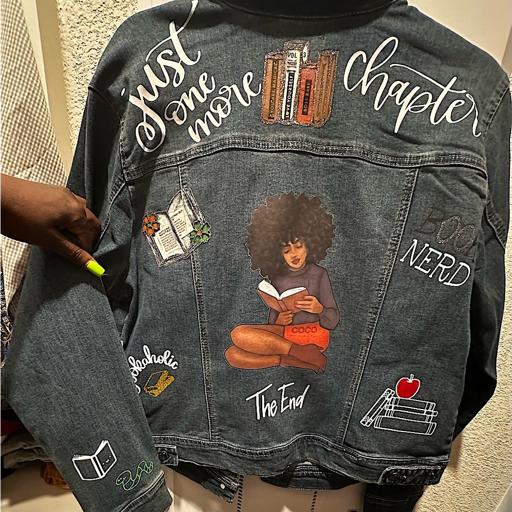 Custom Book lovers women’s Jean jacket.